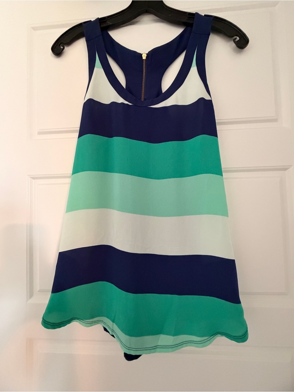Express Navy, Teal & Mint Striped Racerback Tank - SMALL